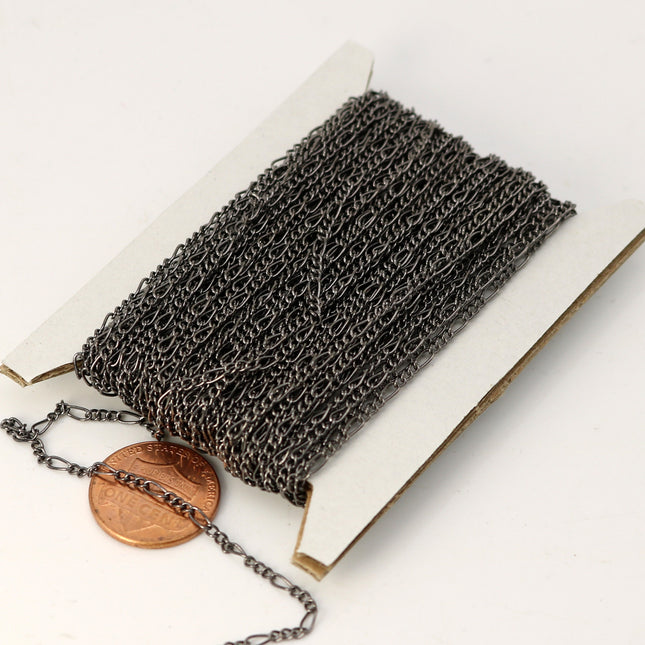 100 feet Gunmetal Figaro Chain SOLDERED Sturdy FIGARO chain 2x4.5mm - Necklace Wholesale Chain DIY Chain bulk chain - 245FIGARO