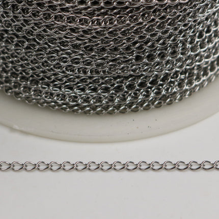 30 feet of Stainless Steel Curb Chain bulk - 2x2.5mm SOLDER Surgical Stainless Steel Sturdy tiny curb chain - 2mm Solder Link