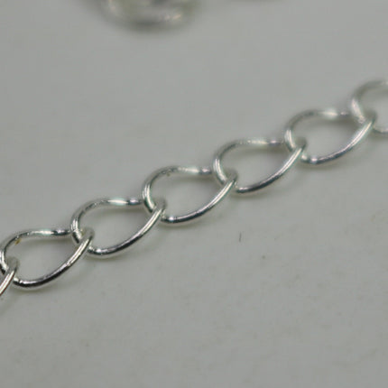 10 ft Sterling Silver Plated SOLDER Curb Chain EXTENDER Chain - 3.8x4.5mm Soldered Link - 3845CU