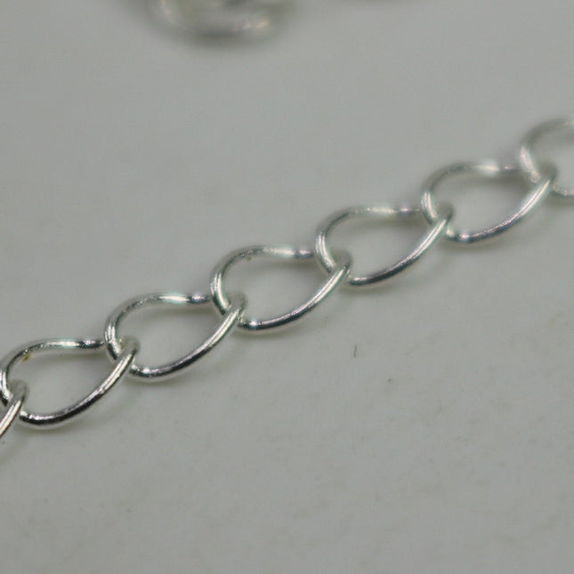 10 ft Sterling Silver Plated SOLDER Curb Chain EXTENDER Chain - 3.8x4.5mm Soldered Link - 3845CU