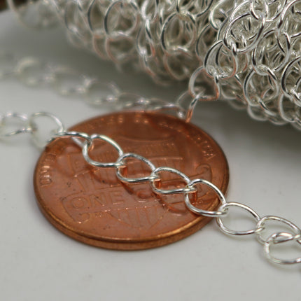 10 ft Sterling Silver Plated SOLDER Curb Chain EXTENDER Chain - 3.8x4.5mm Soldered Link - 3845CU