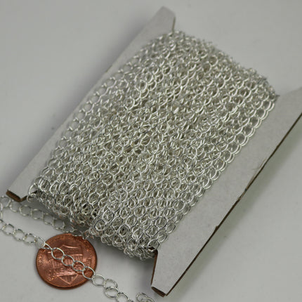 10 ft Sterling Silver Plated SOLDER Curb Chain EXTENDER Chain - 3.8x4.5mm Soldered Link - 3845CU