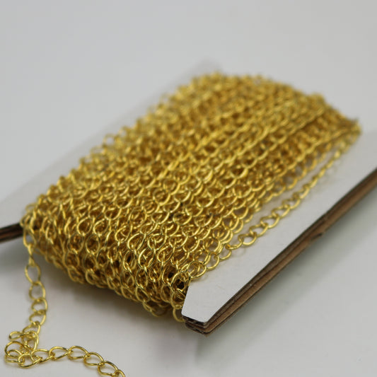32 ft Gold Plated SOLDER Curb Chain EXTENDER Chain - 3.8x4.5mm Soldered Link - 3845CU