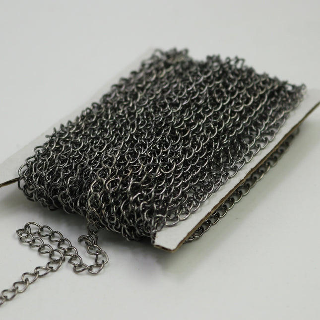 32 ft Gunmetal SOLDER Curb Chain EXTENDER Chain - 3.8x4.5mm Soldered Link - 3845CU