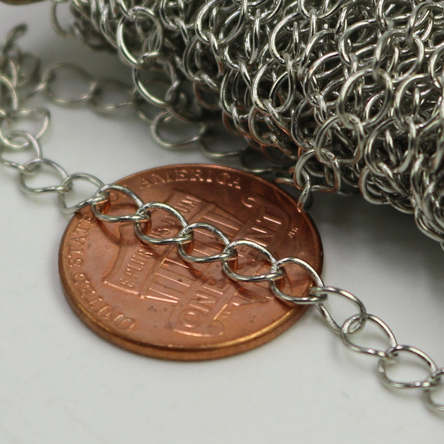 32 ft Rhodium SOLDER Curb Chain EXTENDER Chain Antique Silver - 3.8x4.5mm Soldered Link - 3845CU