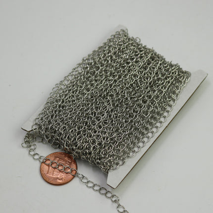 100 Feet Rhodium SOLDER Curb Chain EXTENDER Chain Antique Silver - 3.8x4.5mm Soldered Link - 3845CU