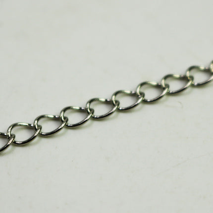 32 ft Rhodium SOLDER Curb Chain EXTENDER Chain Antique Silver - 3.8x4.5mm Soldered Link - 3845CU