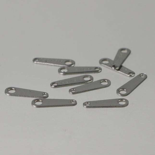 50pcs of STAINLESS Steel Chain Necklace Bracelet Clasp Terminal Connector Tag with Mark "S.STEEL" - 10x3mm