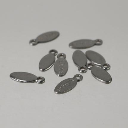 50pcs of STAINLESS Steel Chain Necklace Bracelet Clasp Terminal Connector Tag with Mark "S.STEEL" - 10x4.2mm