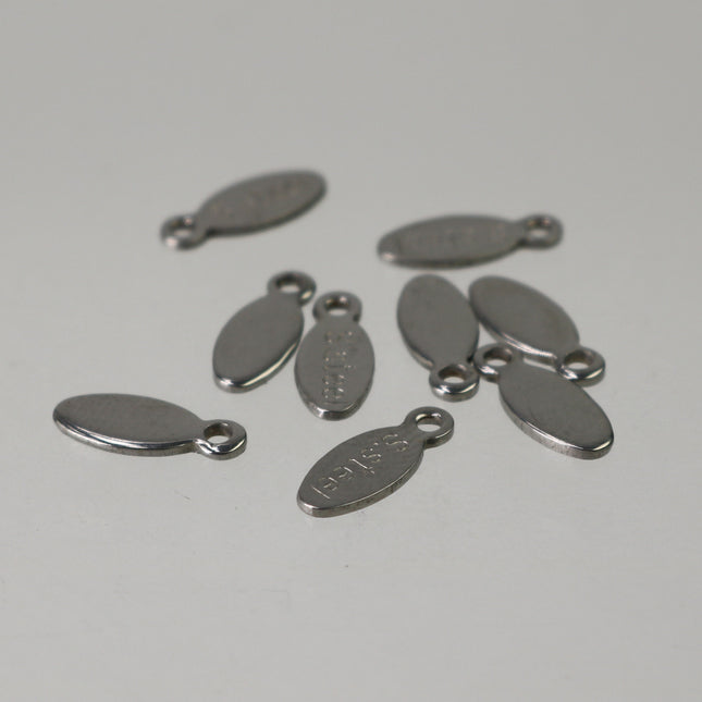 50pcs of STAINLESS Steel Chain Necklace Bracelet Clasp Terminal Connector Tag with Mark "S.STEEL" - 10x4.2mm