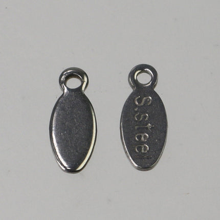 50pcs of STAINLESS Steel Chain Necklace Bracelet Clasp Terminal Connector Tag with Mark "S.STEEL" - 10x4.2mm