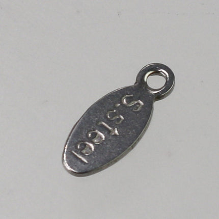 50pcs of STAINLESS Steel Chain Necklace Bracelet Clasp Terminal Connector Tag with Mark "S.STEEL" - 10x4.2mm