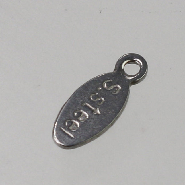 50pcs of STAINLESS Steel Chain Necklace Bracelet Clasp Terminal Connector Tag with Mark "S.STEEL" - 10x4.2mm