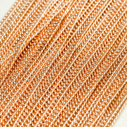 NEWnew 100 feet of ROSE Gold Plated Soldered little Tiny curb chain - 1.3mm SOLDERED - 1.3S