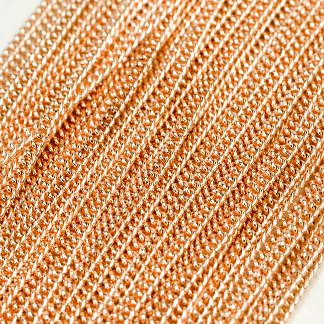 NEWnew 32 feet of ROSE Gold Plated Soldered little Tiny curb chain - 1.3mm SOLDERED - 1.3S