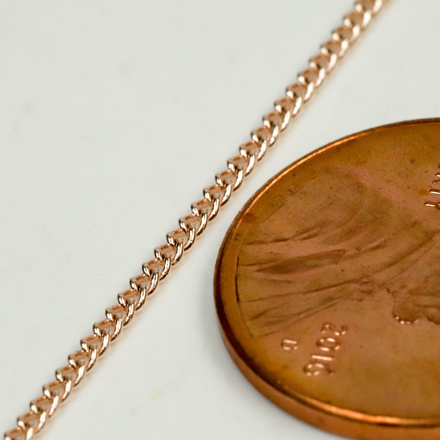 NEWnew 100 feet of ROSE Gold Plated Soldered little Tiny curb chain - 1.3mm SOLDERED - from California USA - 1.3S