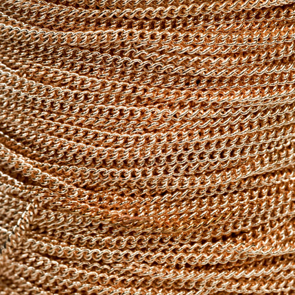 Sample 3 ft Raw Brass (Copper Color)SOLDERED sturdy Chunky Curb Chain - 2.7mm width Solder link - 2.7S