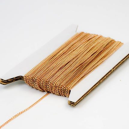 3 ft Reel Raw Brass (Copper Color) FACET Diamond Cut Tiny curb chain - 1.3mm Soldered link - FREE adequate Jump ring (5 pcs) - 1.3F