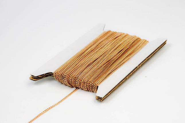 32 ft Reel Raw Brass (Copper Color) FACET Diamond Cut Tiny curb chain - 1.3mm Soldered link - FREE adequate Jump ring (20 pcs) - 1.3F