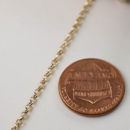Sample 3 feet of Champagne Gold (Pinky Gold) Plated Rolo Chain bulk, SOLDERED Rolo Chain - 2.0mm 2mm Soldered Links - Necklace Bracelet