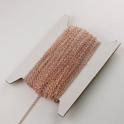 New 32 feet ROSE Gold Plated Tiny Cable Chain - 2.0x1.4mm SOLDERED link Necklace Bracelet Dainty Delicate Chain bulk Chain - 2014S