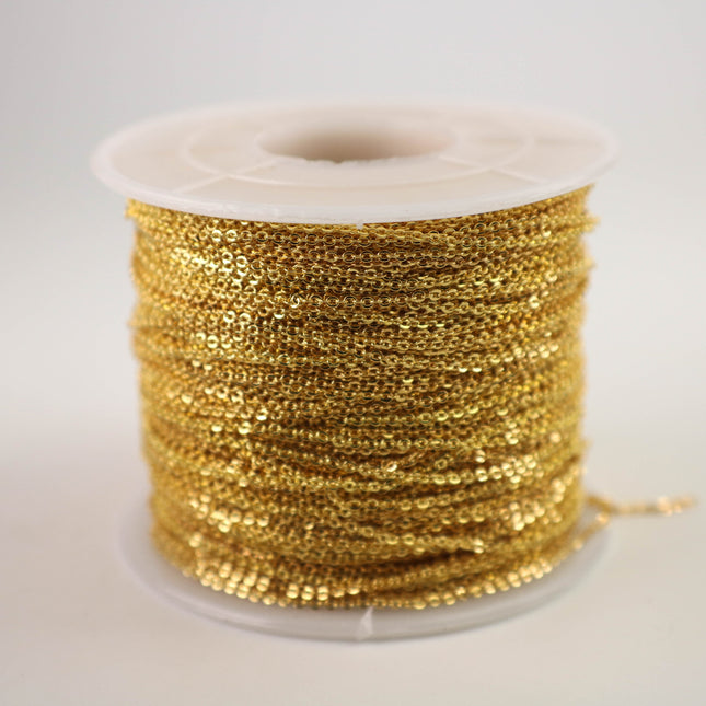 100 feet Gold Plated Micro Flat Chain - 1.5x1.2mm SOLDER Soldered - little Small Soldered Flat Cable - 1512F