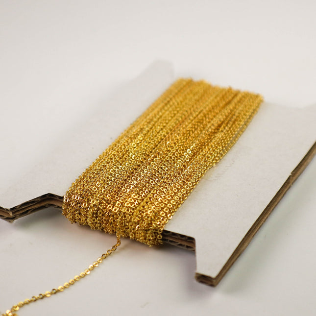 10 feet Gold Plated Micro Flat Chain - 1.5x1.2mm SOLDER Soldered - little Small Soldered Flat Cable - 1512F
