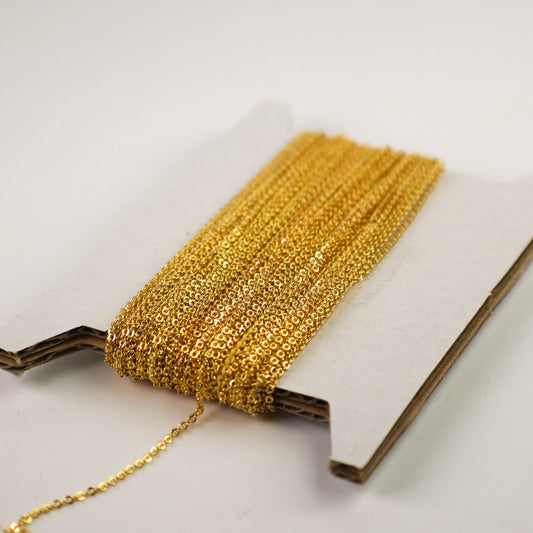100 feet Gold Plated Micro Flat Chain - 1.5x1.2mm SOLDER Soldered - little Small Soldered Flat Cable - 1512F