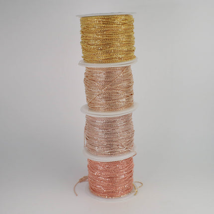 32 feet Champagne Gold (Pinky Gold) Plated Micro Flat Chain - 1.5x1.2mm SOLDER Soldered - little Small Soldered Flat Cable - 1512F