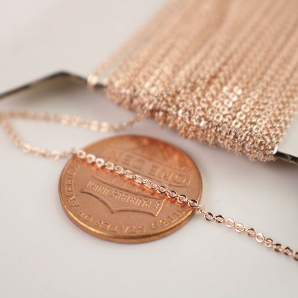 100 feet ROSE Gold Plated Micro Flat Chain - 1.5x1.2mm SOLDER Soldered - little Small Soldered Flat Cable - 1512F