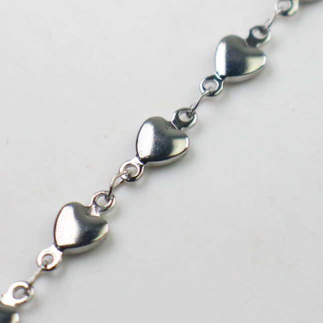Stainless Steel Handmade Custom Chain - 6x10mm 1.9mm thickness HEART Link Chain, 12/36/120 inch - Necklace Bracelet Soldered Link
