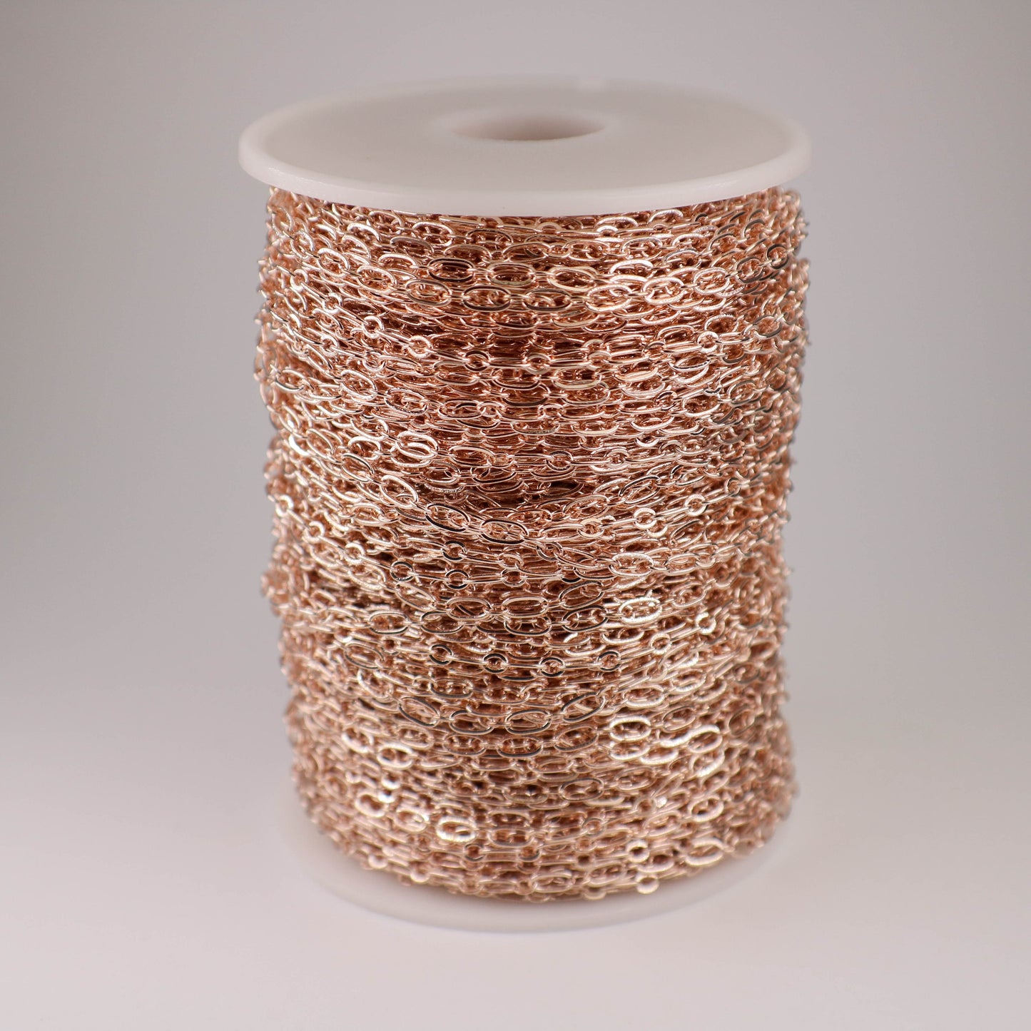 New 10  feet of ROSE Gold Plated Chain Bulk, Rose Gold (1 and 1) Long and Short Flat Mother and Son Chain 6.3 N 4mm - SOLDERED 062SF11