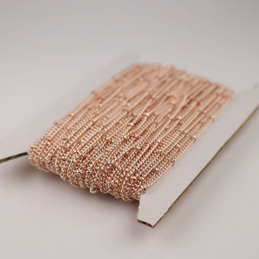 32 feet ROSE Gold Plated BALL Solder Curb Chain - 1.6mm - Tiny Satellite Solder Curb Chain - Free   Jumpring (50pcs) - 1.6SAT