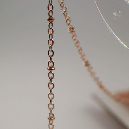 New Sample Lot 3 feet ROSE Gold Plated Satellite Chain Flat BALL Chain - 3x1.7mm SOLDERED link - Tiny Small Ball Flat Cable Chain - 317FSAT