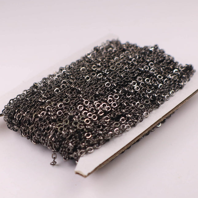 New Sample 3 ft Gunmetal Satellite Chain Flat BALL Chain - 3x1.7mm SOLDERED link - Tiny Small Ball Flat Cable Chain - 317FSAT
