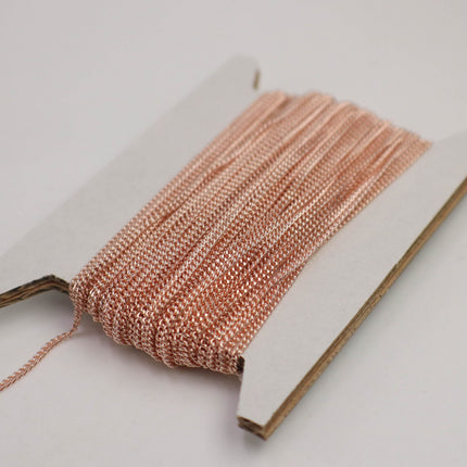 New 10 feet Rose Gold Plated Solder FACET Curb Chain - 1.6mm SOLDERED Link - 1.6F