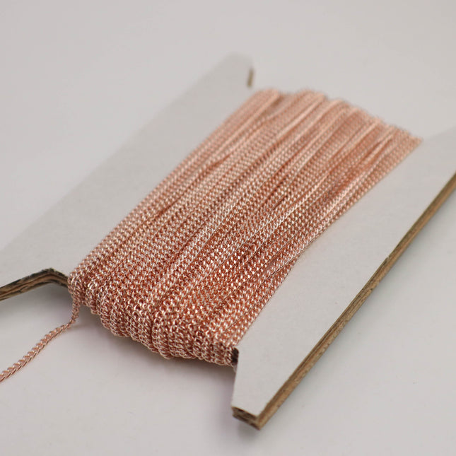 New 10 feet Rose Gold Plated Solder FACET Curb Chain - 1.6mm SOLDERED Link - 1.6F