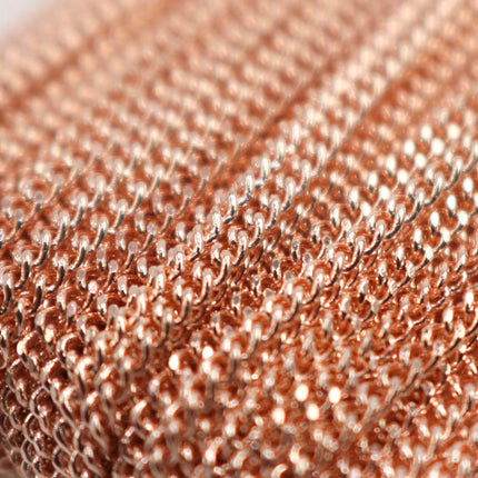 New 32 feet Rose Gold Plated Solder FACET Curb Chain - 1.6mm SOLDERED Link - 1.6F