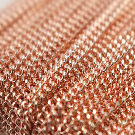 New 100 feet Rose Gold Plated Solder FACET Curb Chain - 1.6mm SOLDERED Link - 1.6F