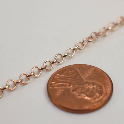 New 10 Feet of ROSE Gold Plated Rolo Chain bulk ROLO cable chain - 3.1mm SOLDERED Links -  Chain - 31BL