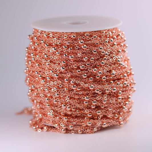 300 feet of Bright Copper Satellite LARGE Ball Bead Solder Cable Chain - 3x1.7mm Link - 4mm Ball   - from California USA 317FSATB