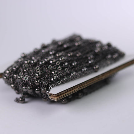 New Sample 3 feet of Gunmetal Satellite LARGE Ball Bead Solder Cable Chain - 3x1.7mm Link - 4mm Ball   - 317FSATB