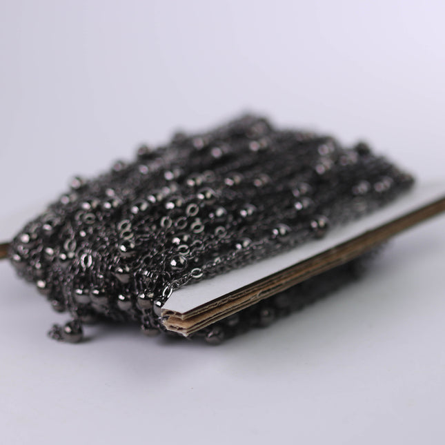 New 32 feet of Gunmetal Satellite LARGE Ball Bead Solder Cable Chain - 3x1.7mm Link - 4mm Ball - 317FSATB