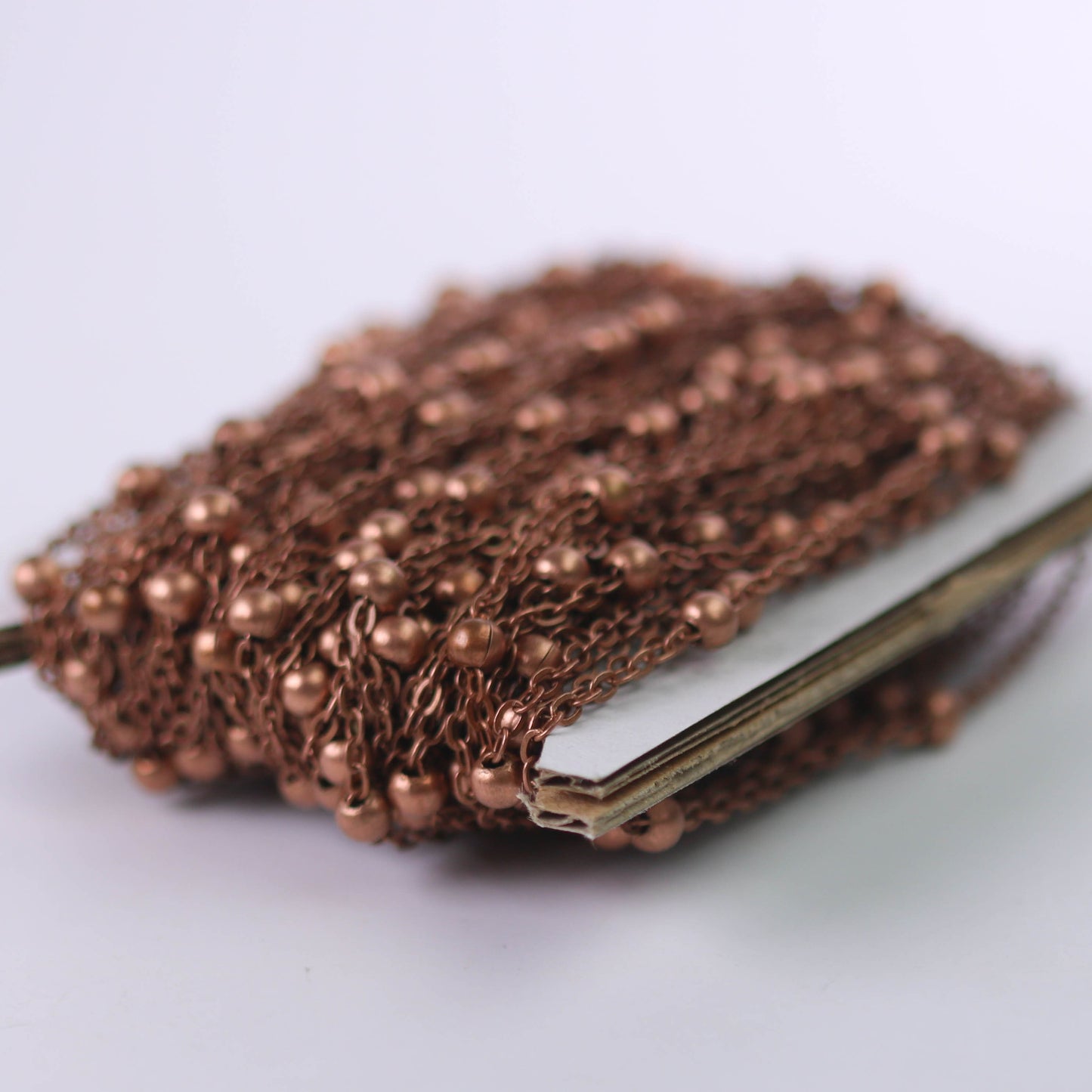 New Sample 3 feet of Antique Copper Satellite LARGE Ball Bead Solder Cable Chain - 3x1.7mm Link - 4mm Ball   - 317FSATB