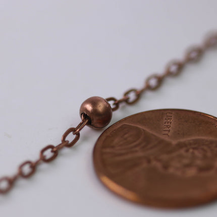 New 32 feet of Antique Copper Satellite LARGE Ball Bead Solder Cable Chain - 3x1.7mm Link - 4mm Ball   - 317FSATB