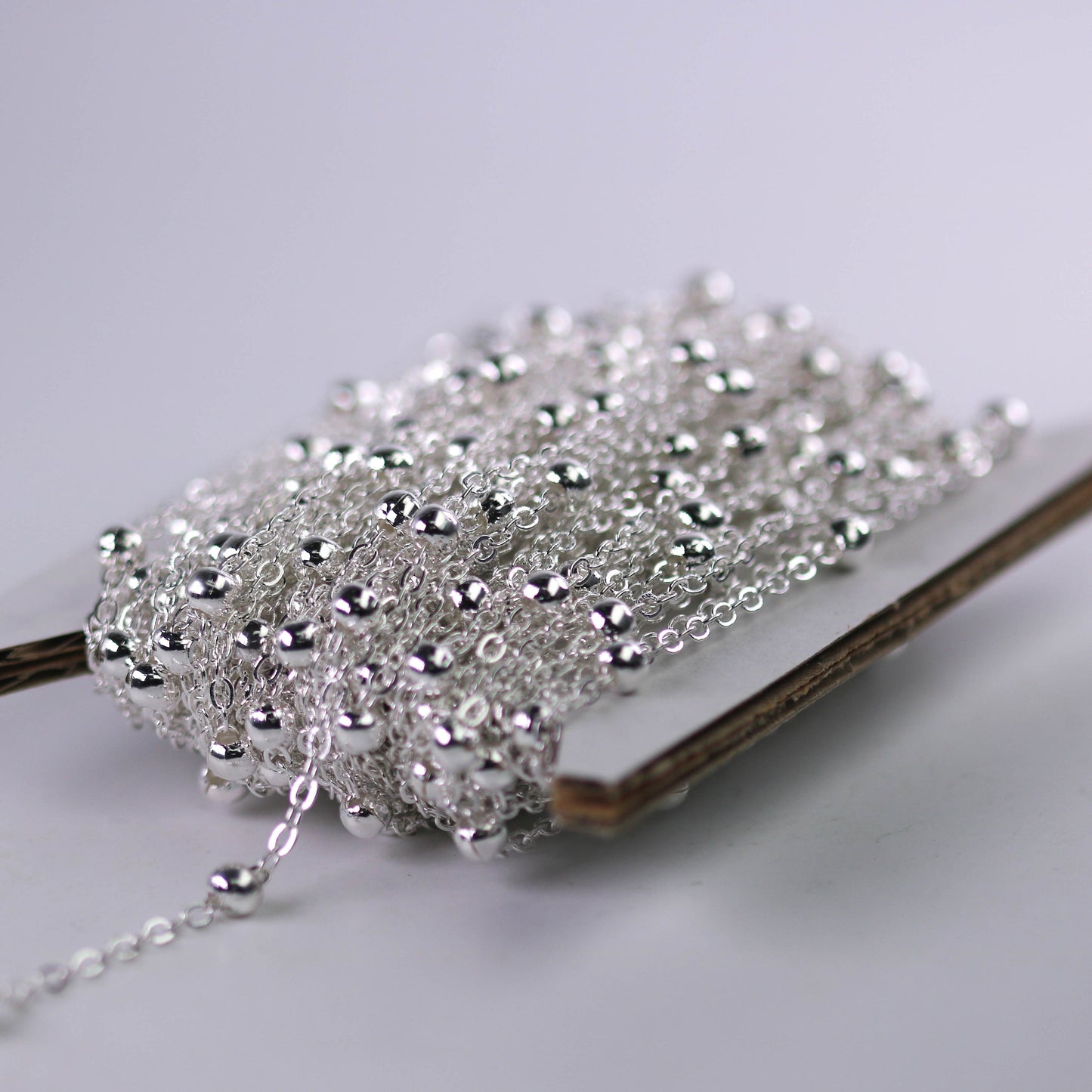 New 300 feet of Sterling Silver Plated Satellite LARGE Ball Bead Solder Cable Chain - 3x1.7mm Link - 4mm Ball   - 317FSATB