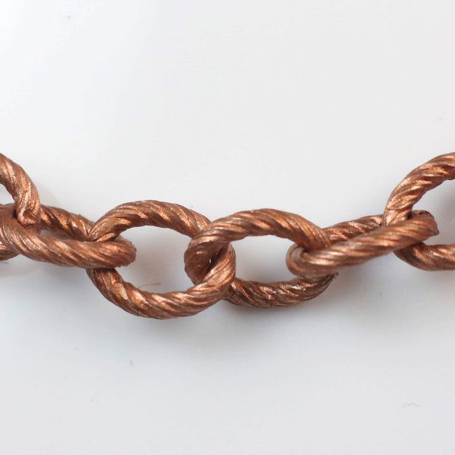 New 10 feet of Antique Copper Oval BIG Chunky Texture Cable Chain - 8x7mm Unsoldered Link - Necklace Bracelet - 8070TX