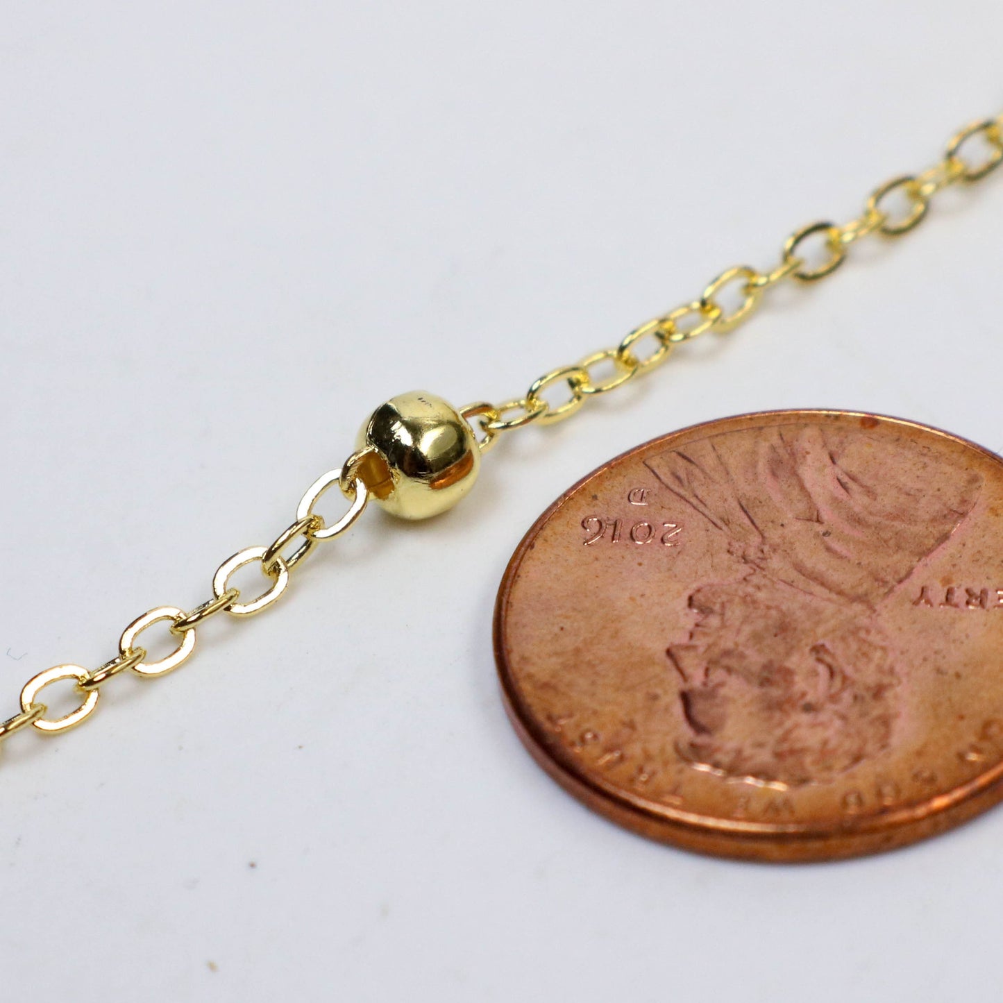 New 100 feet of Gold Plated Satellite LARGE Ball Bead Solder Cable Chain - 3x1.7mm Link - 4mm Ball   - from USA 317FSATB