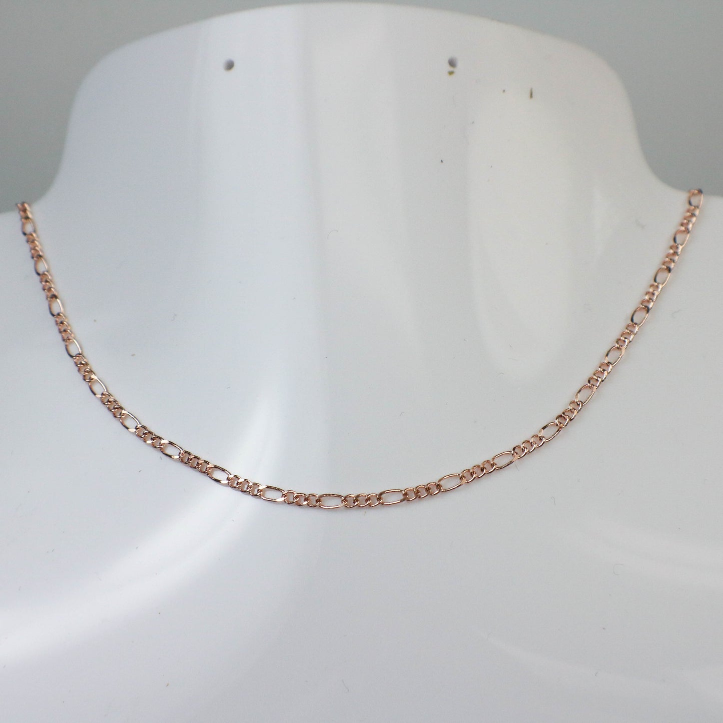 New Sample 3 feet Rose Gold Plated Figaro Chain SOLDERED Chain Facet Diamond Cut Sturdy figaro chain 1.8mm - Necklace - 1.8FIGARO