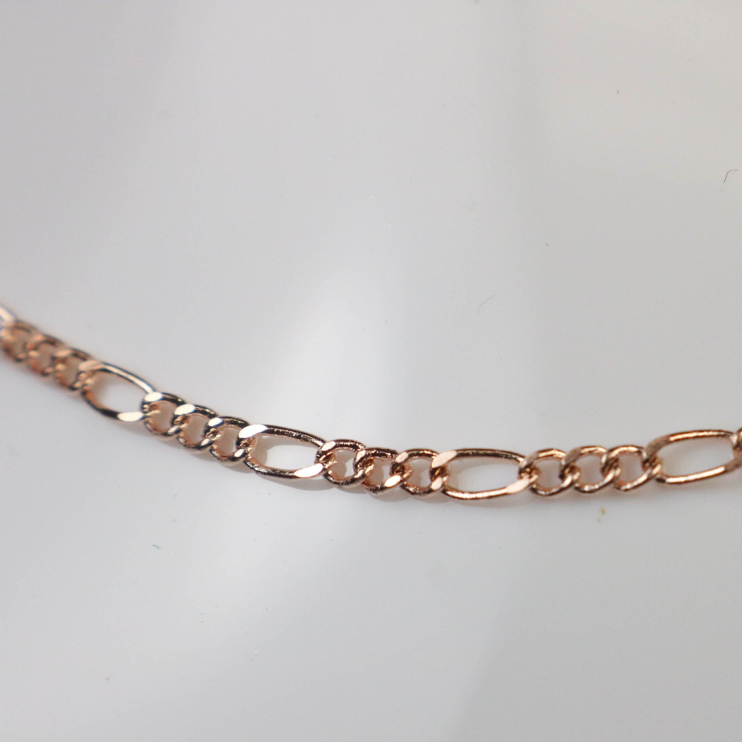 New Sample 3 feet Rose Gold Plated Figaro Chain SOLDERED Chain Facet Diamond Cut Sturdy figaro chain 1.8mm - Necklace - 1.8FIGARO